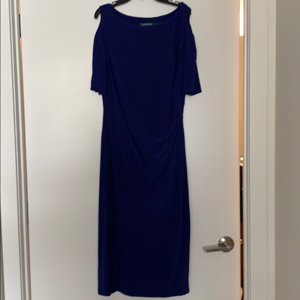 Cut out shoulder Royal blue Lauren dress